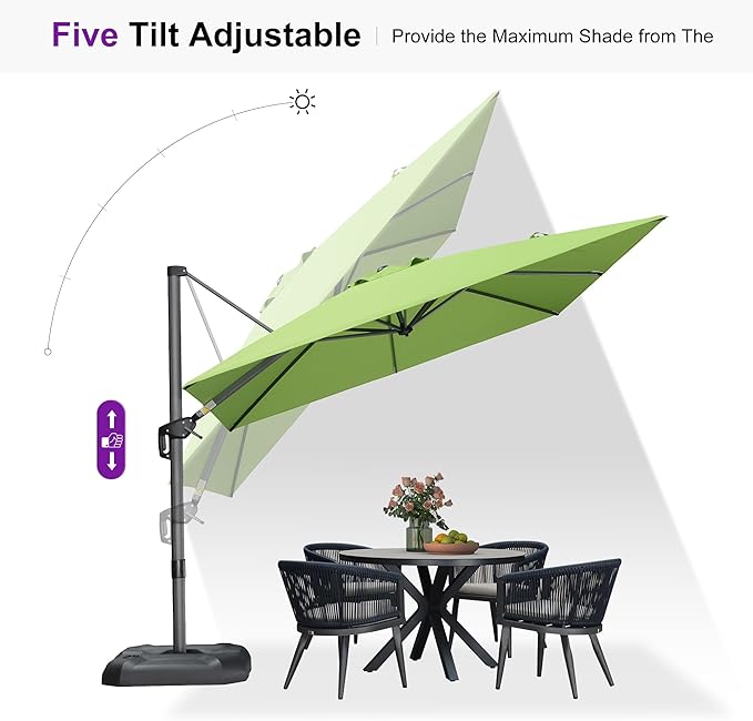PURPLE LEAF 9 Feet Square Cantilever Umbrella Patio Umbrella - Image 7