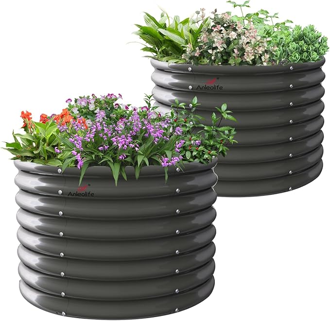 A ANLEOLIFE 2-Pack 3ft x 24” Tall Galvanized Raised Garden Beds Outdoor by AAnleolife