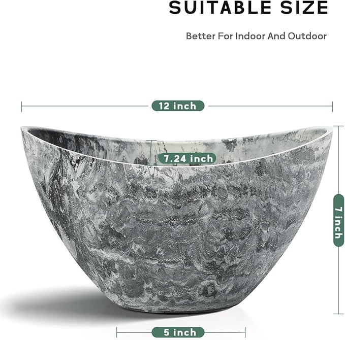 LaDoVita Plant Pots with Drainage Holes, 12 Inch Large Planters - Image 2