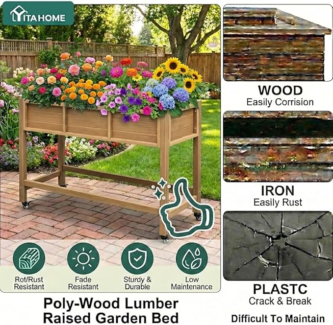 YITAHOME Raised Garden Bed HDPE, Elevated Planter Box - Image 3