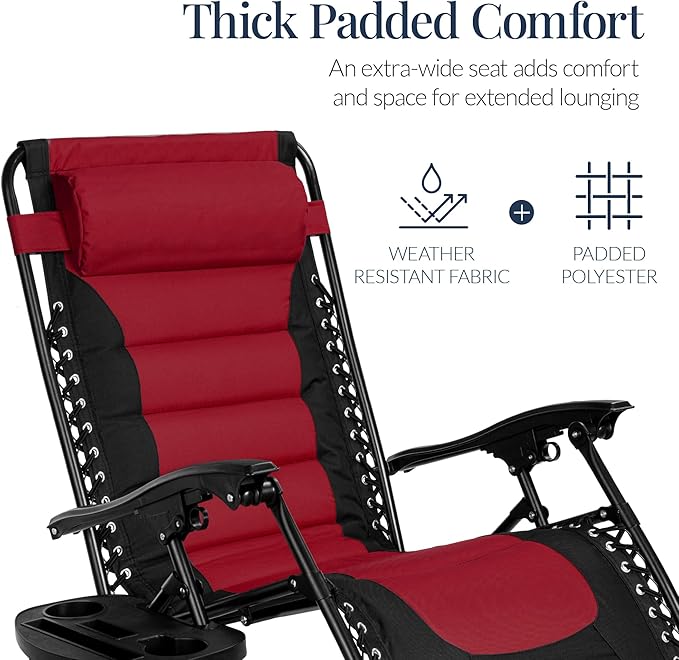 Best Choice Products Oversized Padded Zero Gravity Chair, Folding Outdoor Patio - Image 6