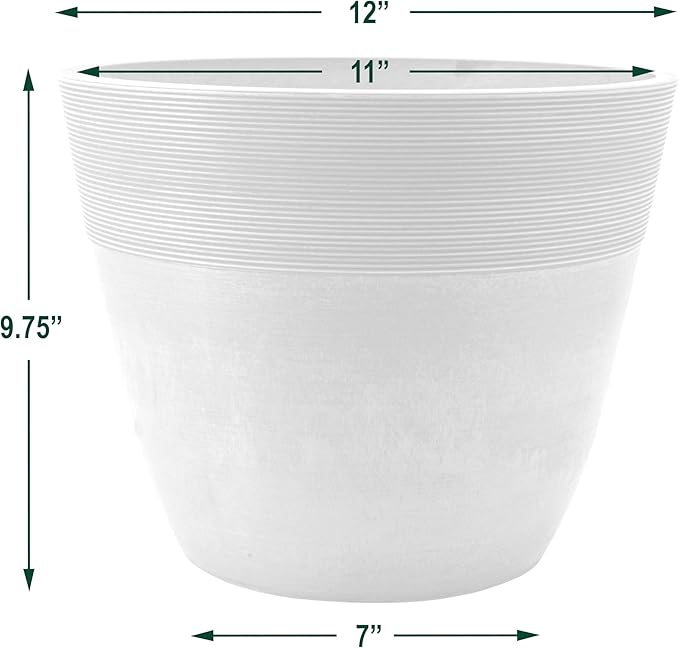 PSW Pot Collection FM30TP 12-inch Plastic/Stone/Wood Composite Large Ribbed - Image 4