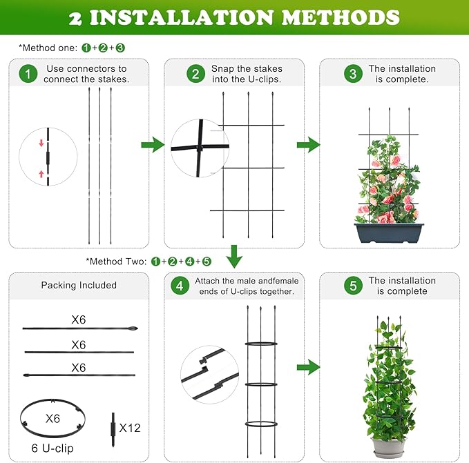 2 Pack Garden Trellis, 2 in 1 Plant Cages & Supports - Image 3