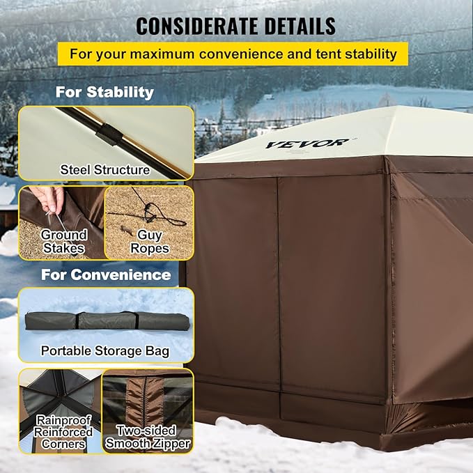 VEVOR 12 * 12ft 6 Sided Pop-up Canopy Shelter Tent - Image 7