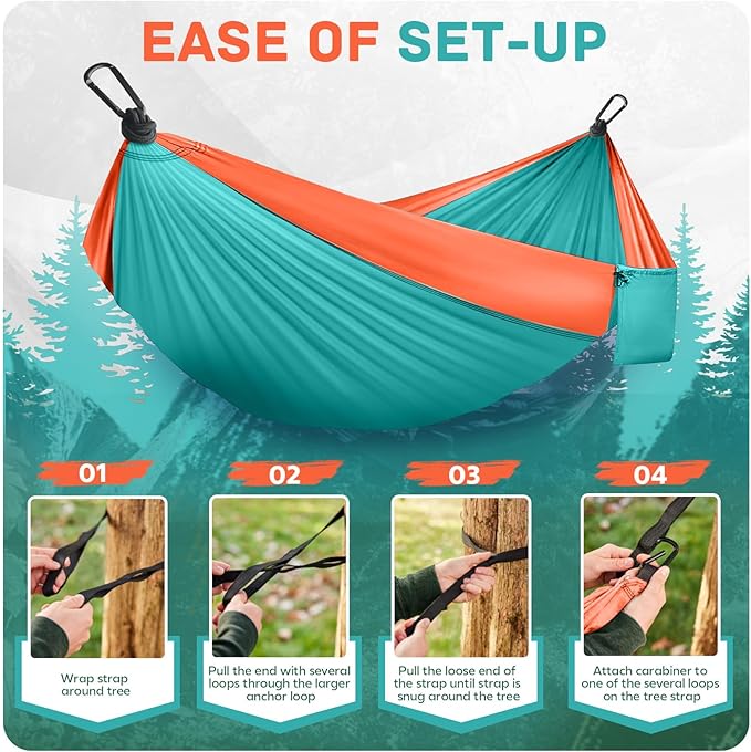 Camping Hammock Lightweight, Portable Hammocks Parachute Hammock - Image 4