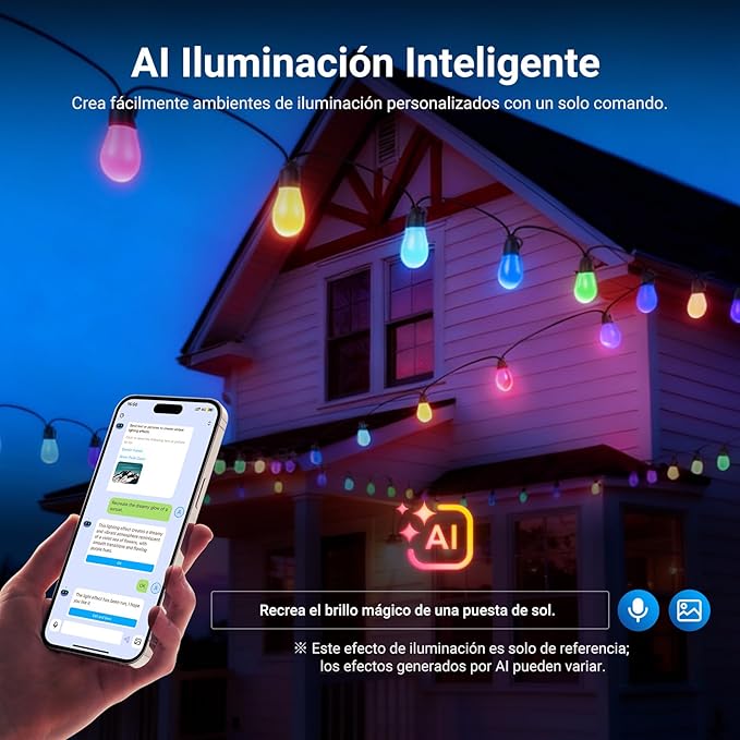 NEEWER 48ft Outdoor String Lights, App Control Smart AI RGBW Hanging Outside - Image 5