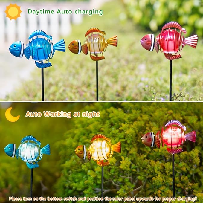 Fish 3Pack 21.3''H Outdoor Figurine Lights, Decorative Garden Stake - Image 5