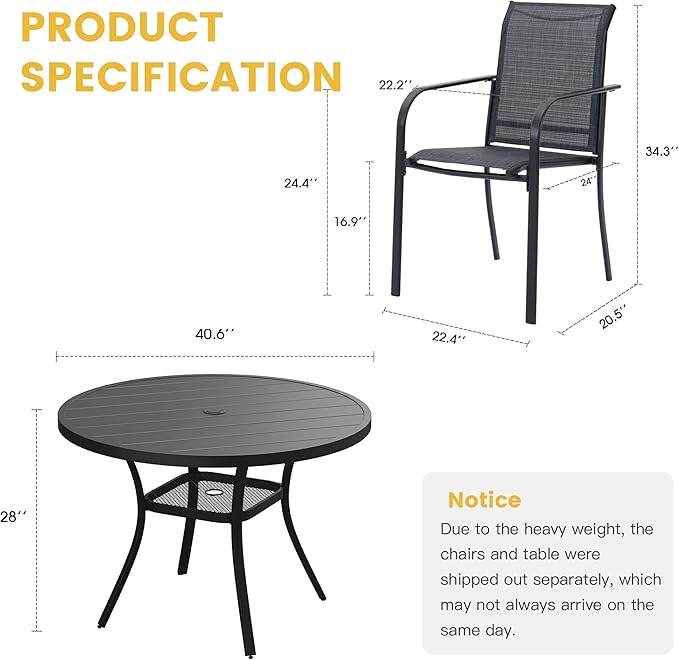 VICLLAX 5 Pieces Patio Dining Set - Image 7