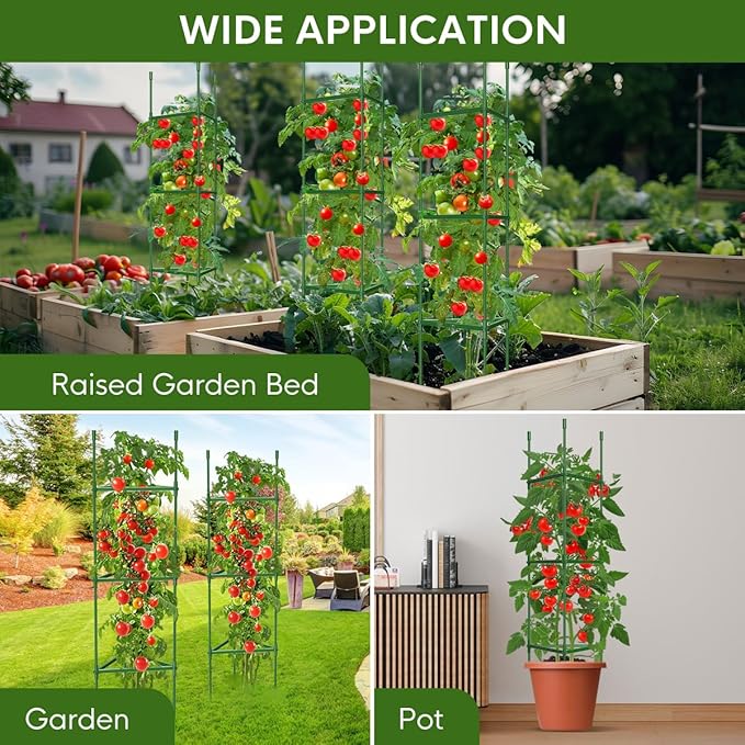 8PCS Tomato Cages for Garden, Tomato Trellis for Raised Garden Bed, 51.2" Tall - Image 4