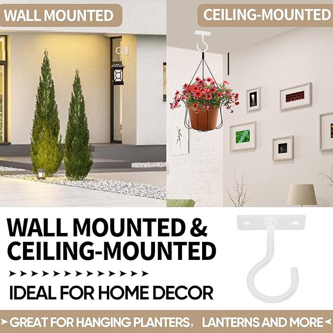 Ceiling Hooks for Hanging Plants 20pack 2.5inch White - Image 4