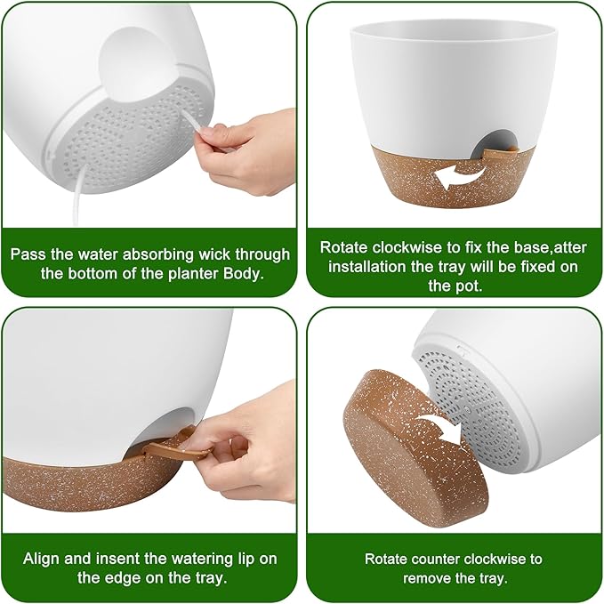 Plant Pots 10/9/8/7.5/7 Inch Self Watering Pots, Plastic Flower Pots, Nursery - Image 2