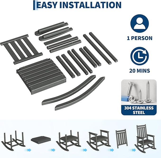 HDPE Rocking Chair Outdoor Set of 2 - Image 6