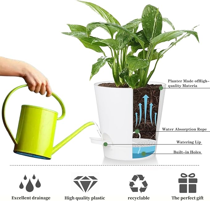 5 Pack 5 inch Self-Watering Pots, African Violets Planter - Image 5