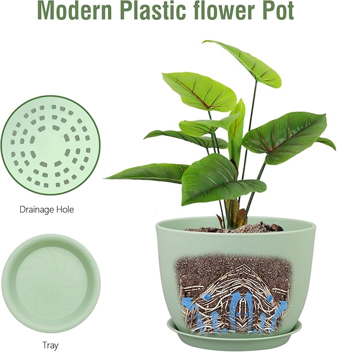 12 inch Big Plant Pots, Plastic Planters - Image 4