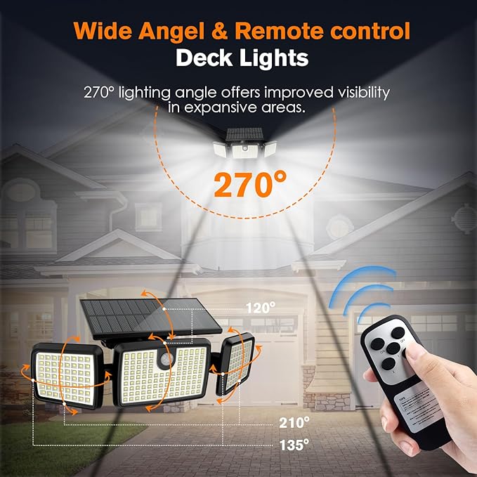 Solar Lights Outdoor, 3 Head Solar Motion Lights Outdoor - Image 5