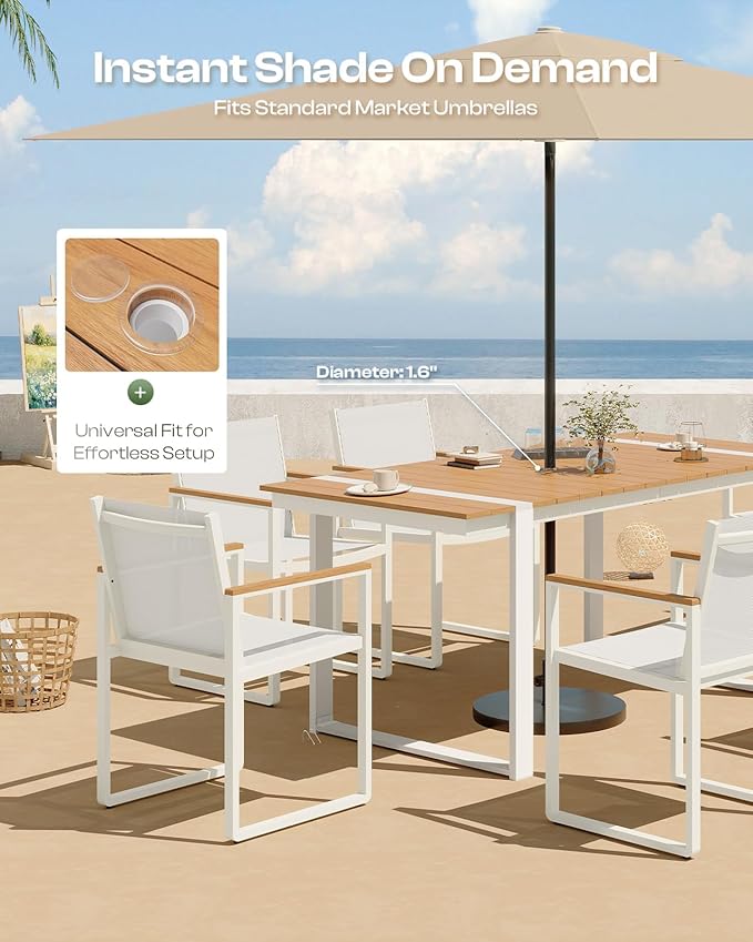Outdoor Table and Chairs of 4, Patio Dining Sets, HDPS + Aluminum Outdoor - Image 2