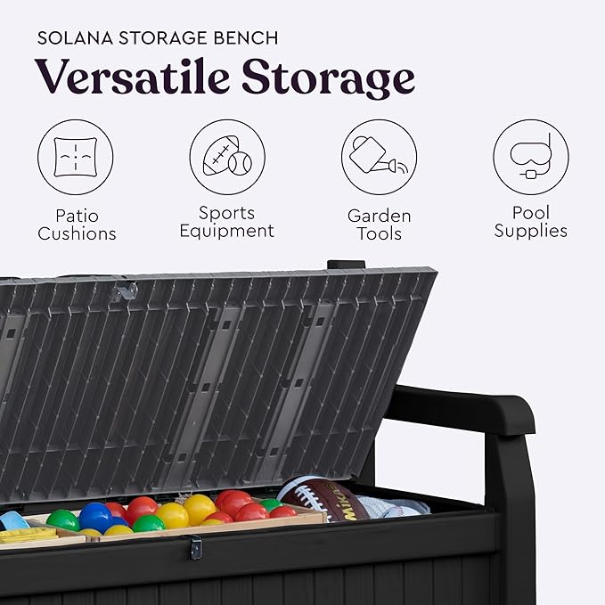 Keter Solana 70 Gallon Storage Bench Deck Box - Image 6
