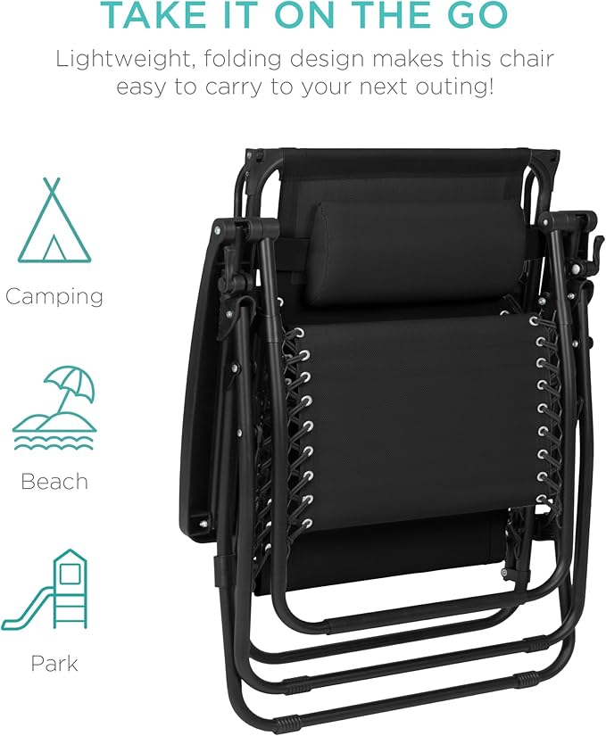 Best Choice Products 30” Wide Folding Zero Gravity Outdoor Recliner Patio - Image 9