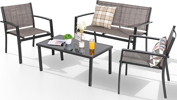 Shintenchi 4 Pieces Patio Furniture Set All Weather Textile Fabric Outdoor by Shintenchi