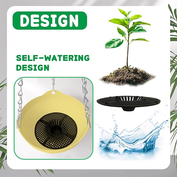 8 Pack 8 Inch Plastic Self Watering Hanging Planters, Colorful Hanging Basket - Image 3