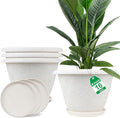 Plastic Flower Pots Planters for Indoor Plants, 4 Pack 16 Inch White Plant Pots by Fodetyff
