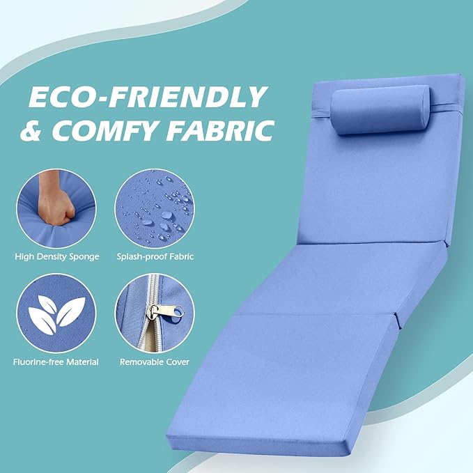 Chaise Lounge Chairs Outdoor Set of 2, Comfy Outside Wicker Patio Pool Lounge - Image 5