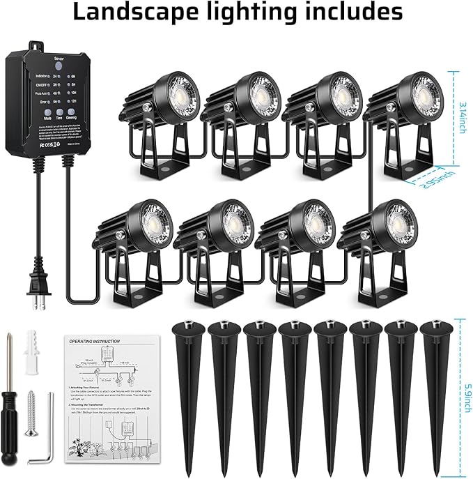 All-in-One Low Voltage Landscape Lighting Kit, 8 Pack Landscape Lights - Image 8