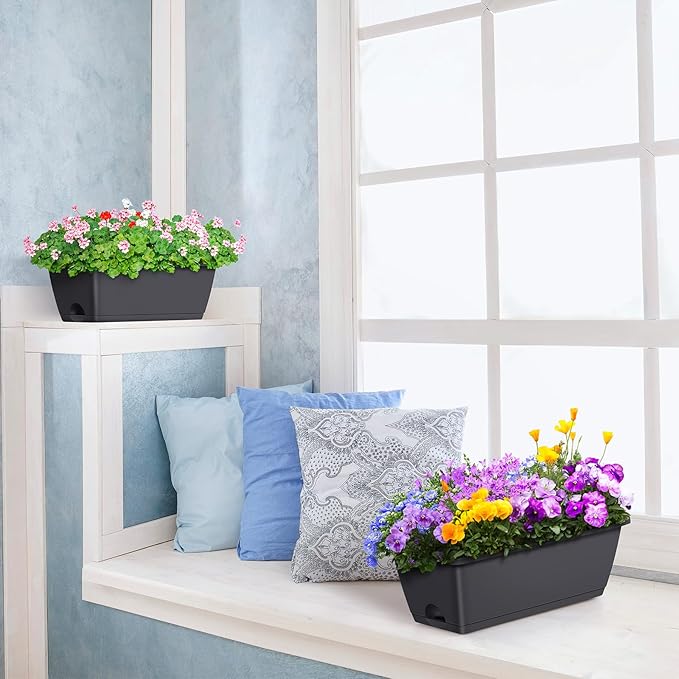 ETELI Deck Railing Planter Boxes 6 Pack Window Box - Image 8