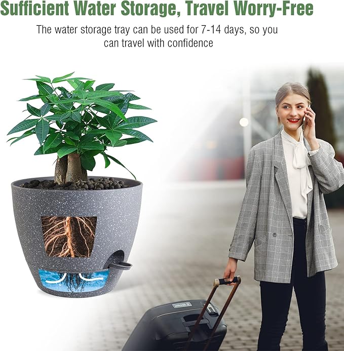 12 inch Large Self Watering Pots, Plastic Planters - Image 5