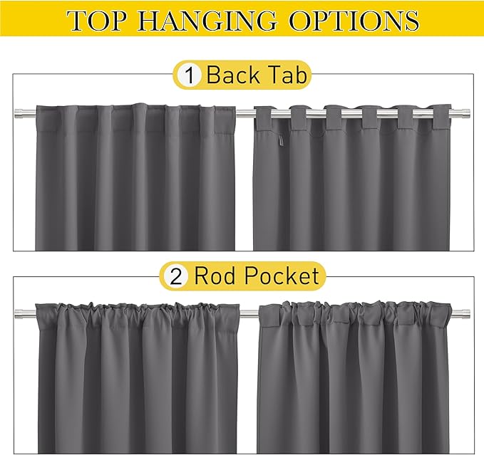 NICETOWN 2 Panels Grey Outdoor Curtains Waterproof Extra Long - Image 3