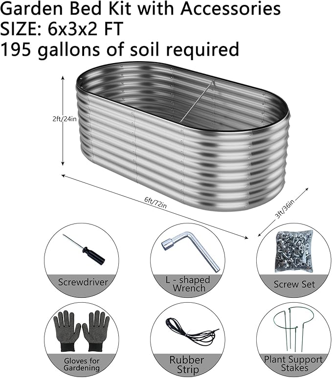 Galvanized Metal Planter Round Raised Garden Bed Kit - Image 2