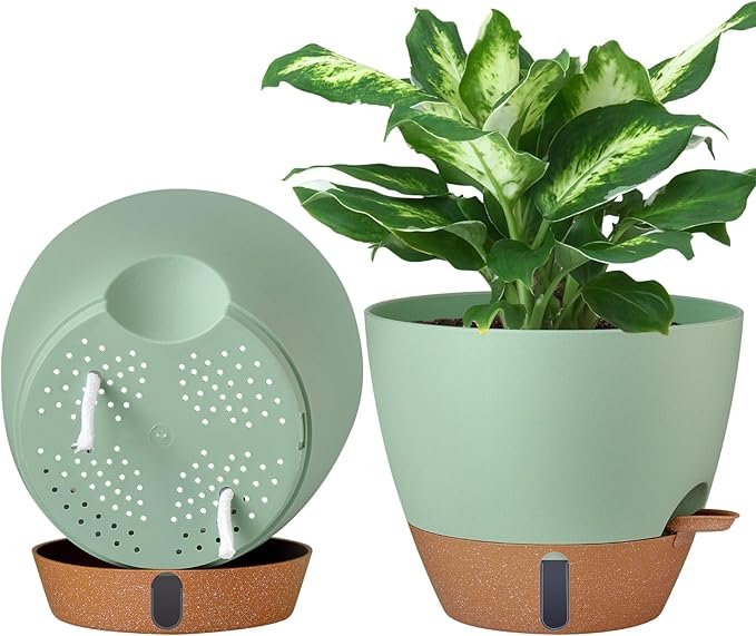 montresor 2 Pack 10 inch Plant Pots, PP Plastic Self Watering Planter by Montresor