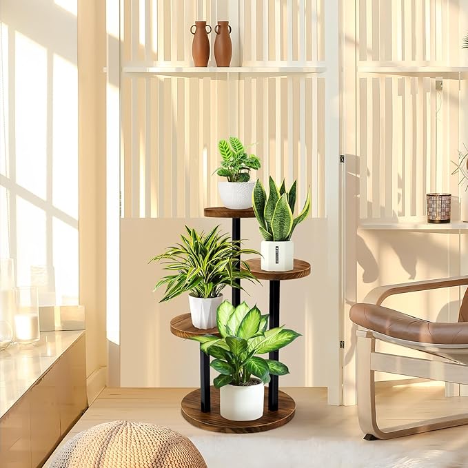 GEEBOBO 3 Tier Plant Stand Indoor, Metal Wood Plant Stands - Image 6