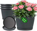 Planter-Pots-for-Plants-Indoor-Outdoor, 4 Pack 10 Inch Plastic Flower Pots by Myfeegoin