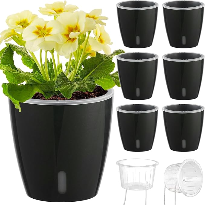 Self Watering Pots for Indoor Plants, Small African Violet Pots by KvyusFlourish