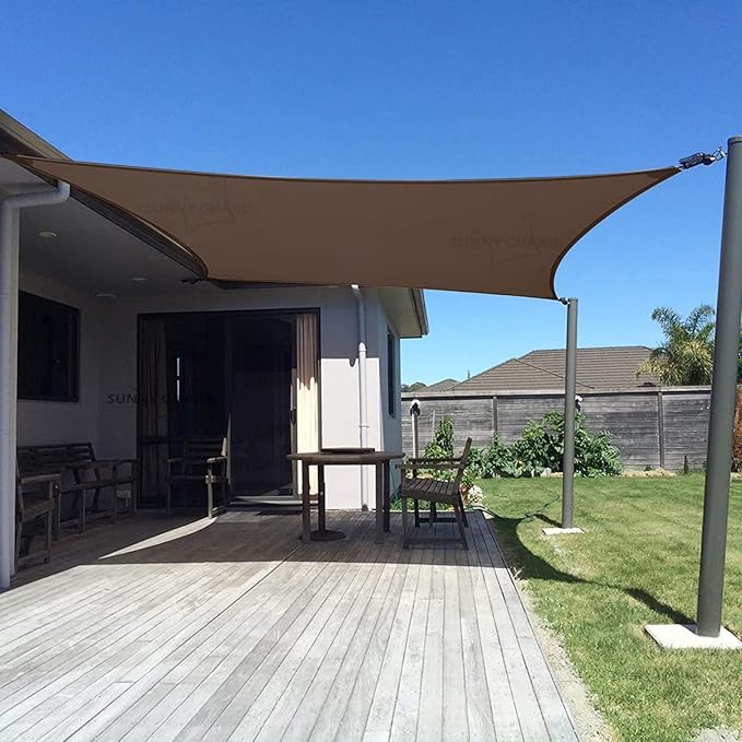 SUNNY GUARD Sun Shade Sail 16' x 20' Rectangle Brown UV Block Sunshade by SUNNYGUARD