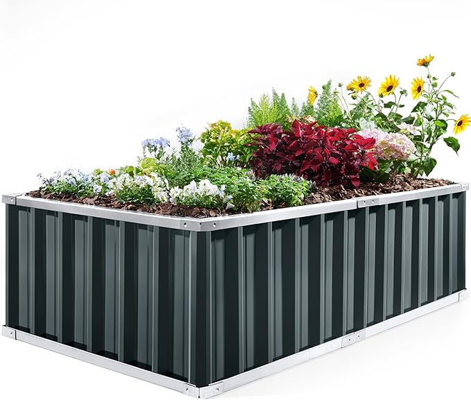 KING BIRD Raised Garden Bed 68" x 36" x 18" Heightened Galvanized Steel Metal by KINGBIRD