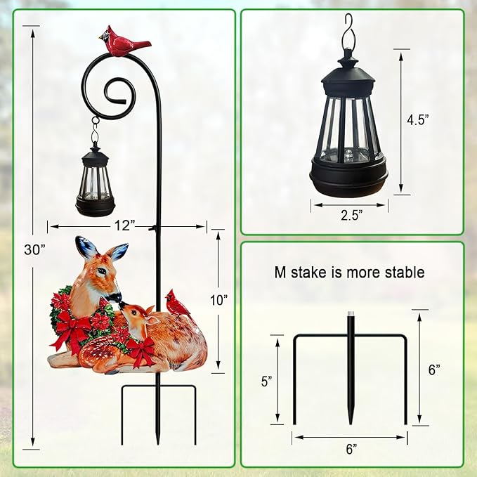 Deer Metal Garden Stake with Solar Lantern, Christmas Decorations Outdoor - Image 6