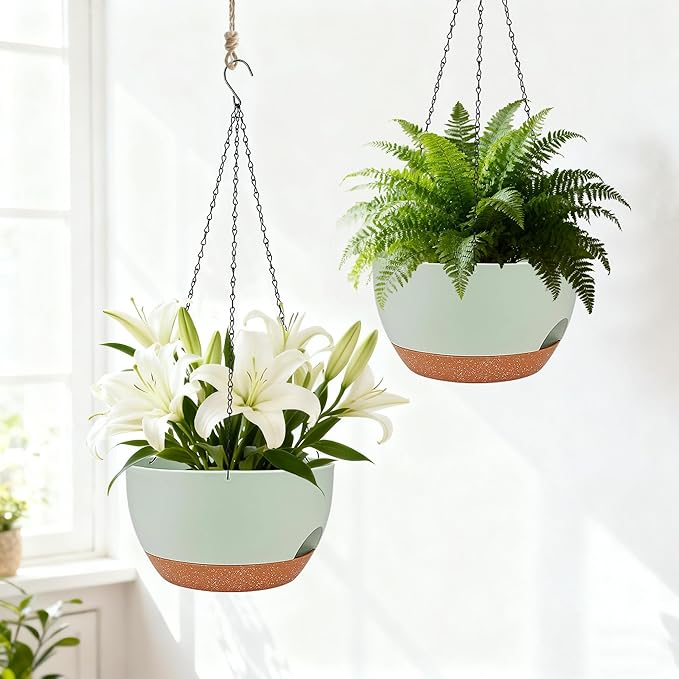 Set of 2-8 Inch Self Watering Hanging Planters - Image 5