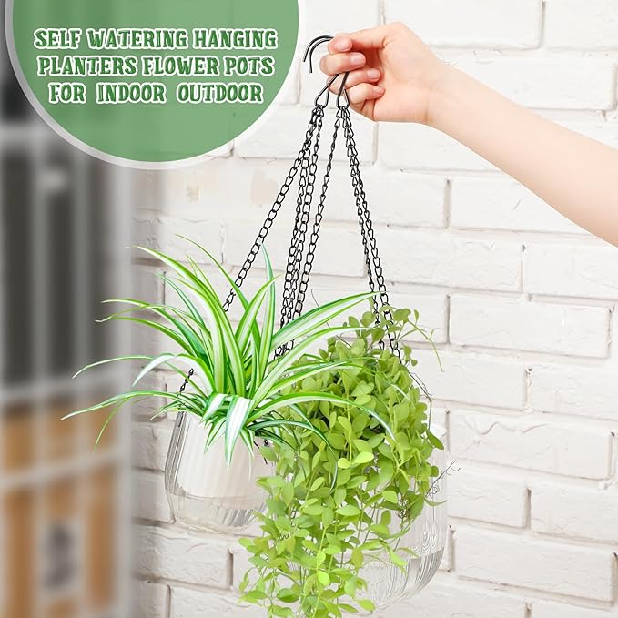 Maxcheck 4 Pcs Self Watering Hanging Planters Indoor Gift 6.5'' 4.5'' Hanging - Image 3