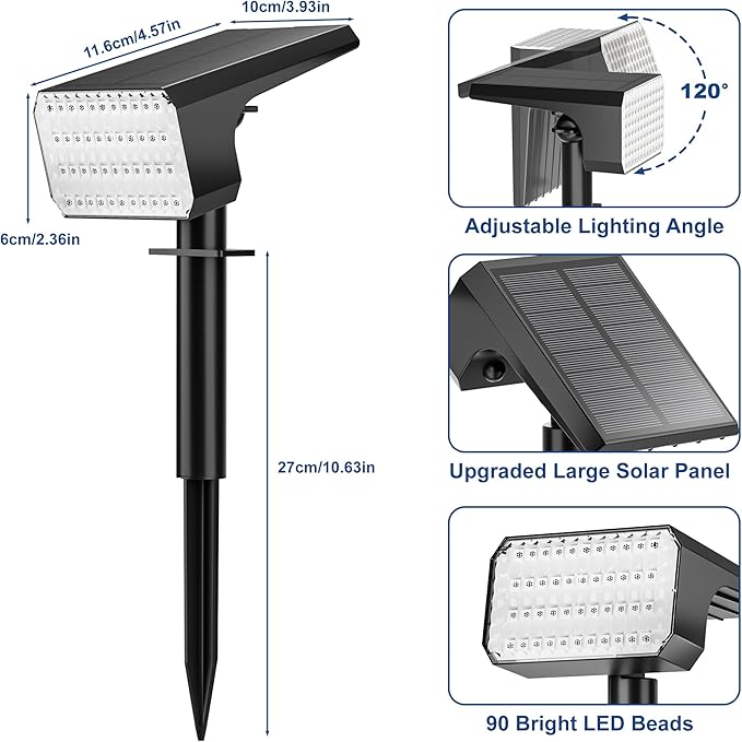 LANSOW Solar Spot Lights Outdoor Color Changing, 2 Pack/7 Modes Waterproof - Image 8