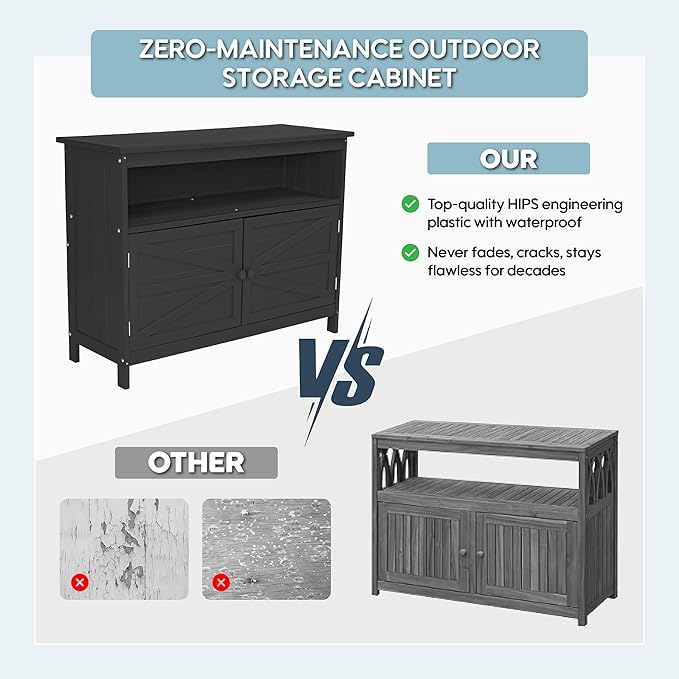 HIPS All-Weather Outdoor Storage Cabinet, Outdoor Sideboard - Image 6
