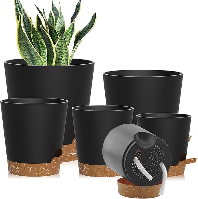 Self Watering Pots, 7/6.5/6/5.5/5/4 inch Flower Pots by Unknown