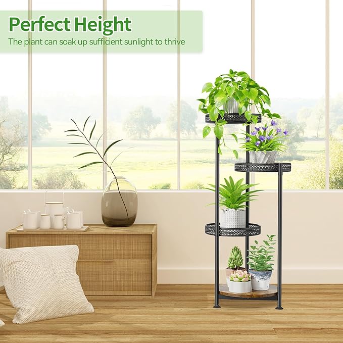 4 Tier Plant Stand Indoor Outdoor, Metal Flower Pot Shelf Holder Clearance - Image 5