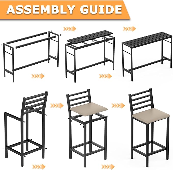 5 Piece Outdoor Patio Bar Set, 54.7" Rectangular Counter Height High Top Bar - Image 2