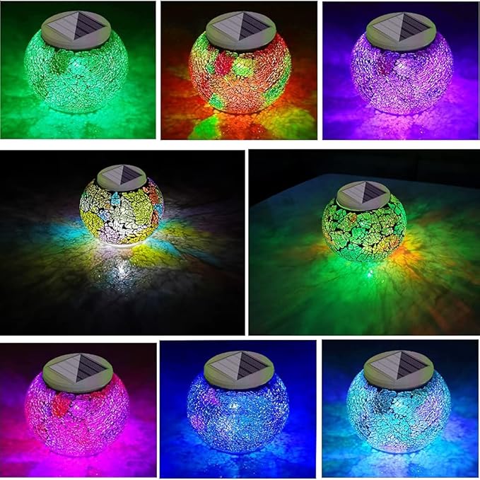 Aukora Color Changing Solar Powered Glass Ball Garden Lights, Solar Lantern - Image 2