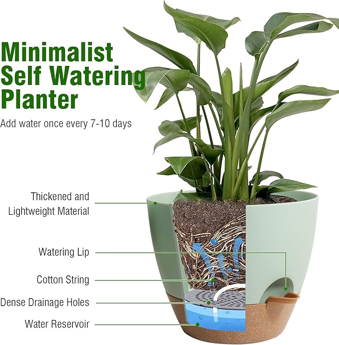 12 inch Large Self Watering Pots, Flower Plant Pots - Image 4