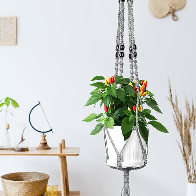 Hoteam 12 Pcs Macrame Plant Hangers Macrame Hanging Planters - Image 4