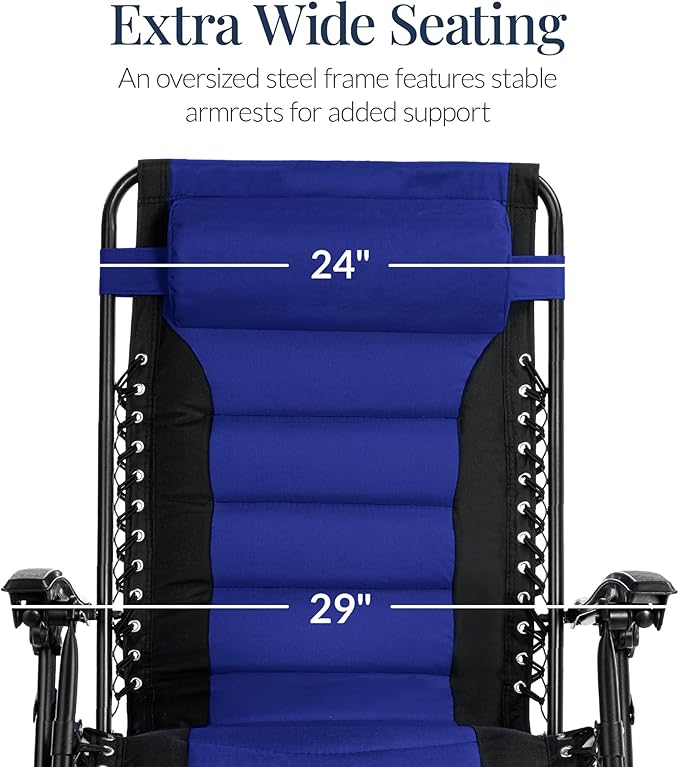 Best Choice Products Oversized Padded Zero Gravity Chair, Folding Outdoor Patio - Image 4