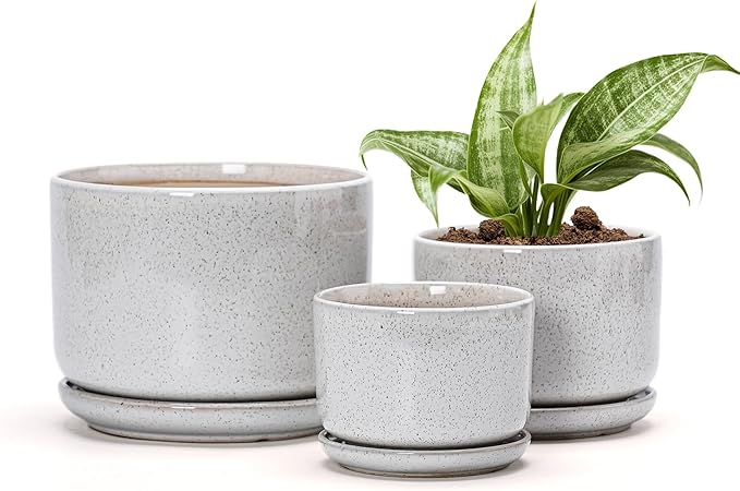 Ton Sin Plant Pots, 4.1+5.1+6.5 inch, Ceramic Planters by TonSin